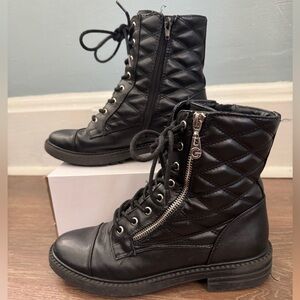 GBG Los Angeles Black Quilted Combat Boots